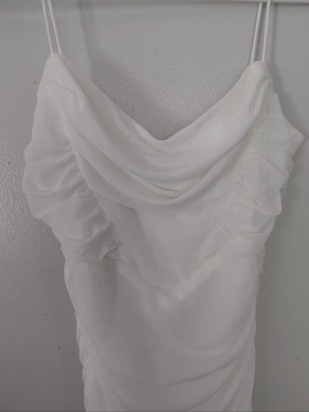 Pofash White Ruched Bodycon Bridal Bachelorette Club Party Dress NWT XS